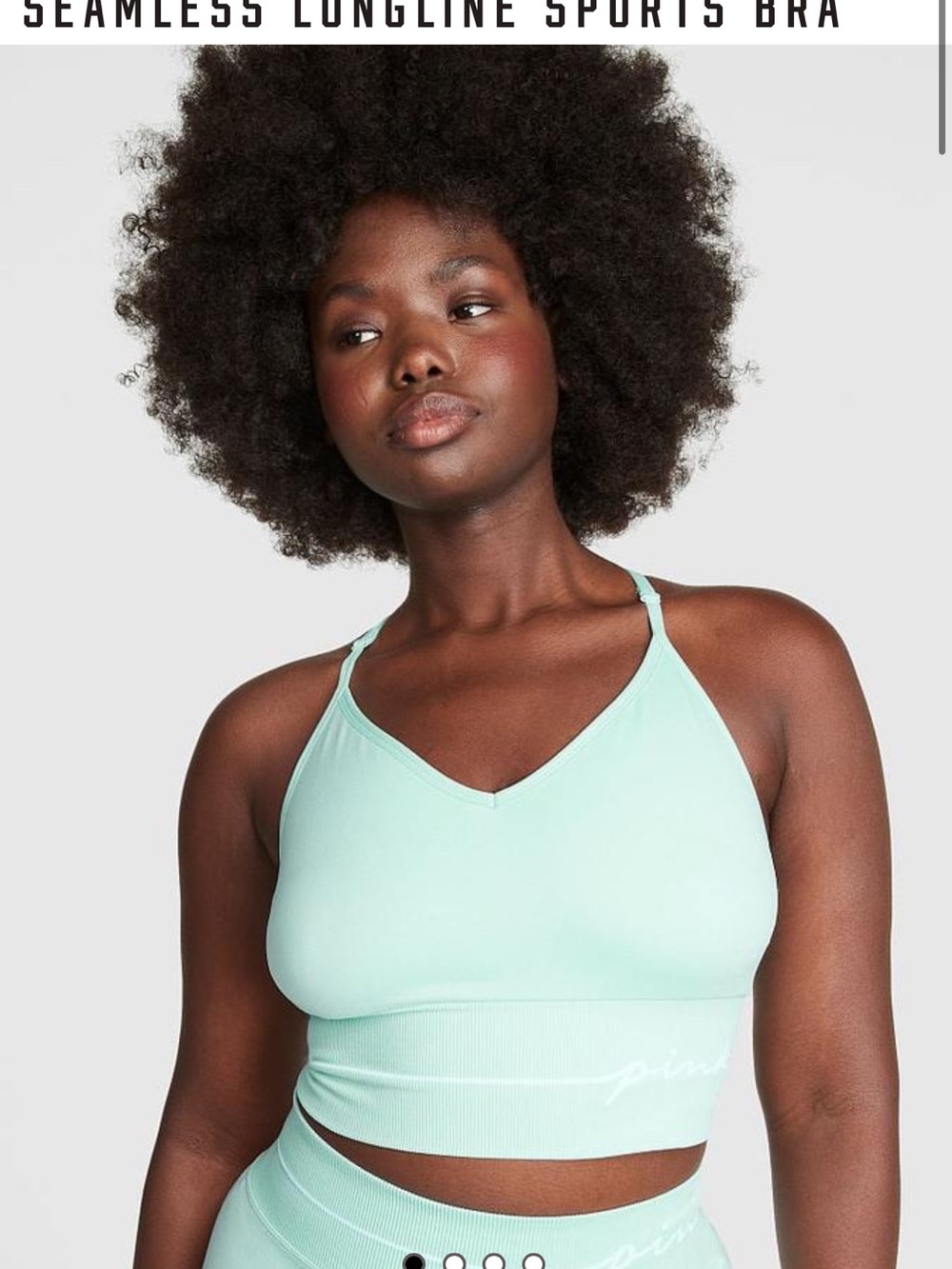 PINK Victoria’s Secret Seamless Longline Sports Bra Mint Green Large